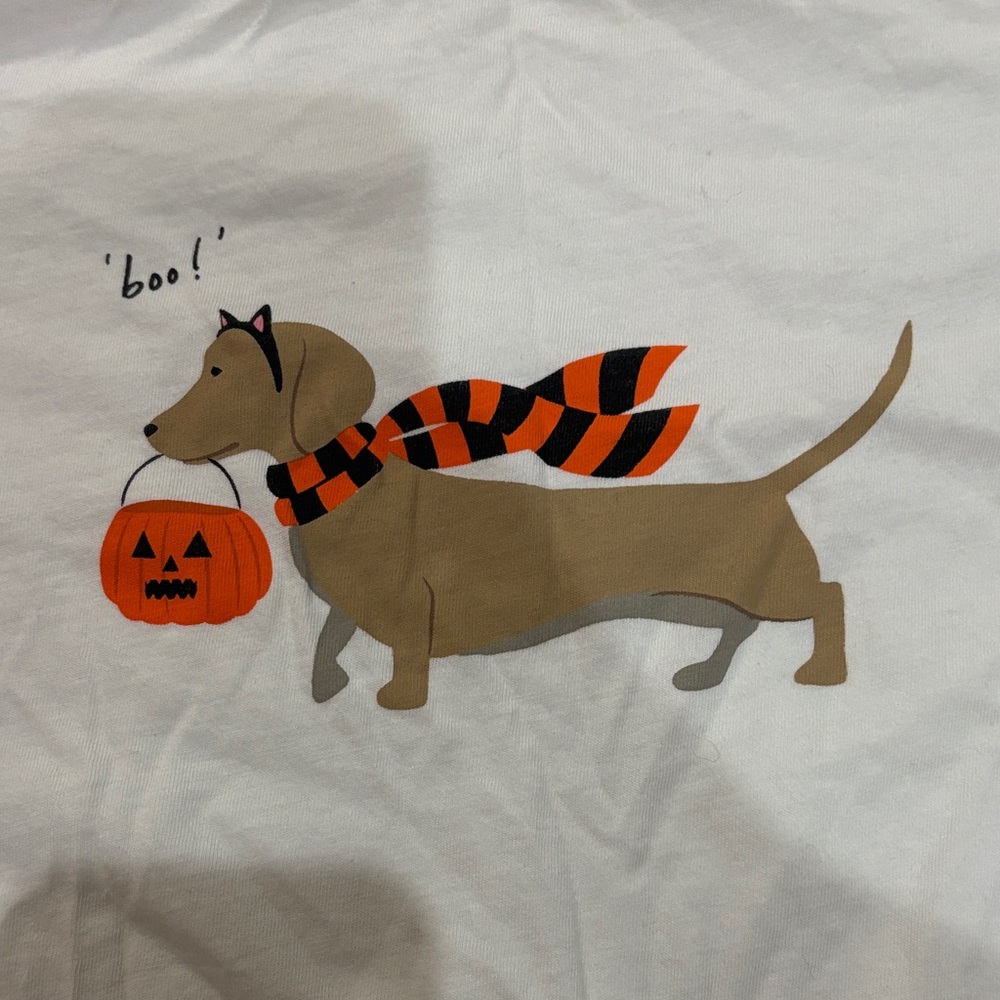J Crew White Halloween Weiner Dog Graphic Collector T-Shirt